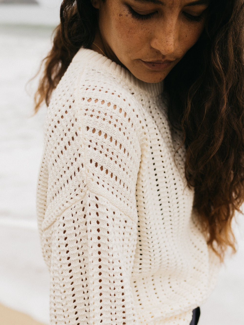 Organic Cotton Stitch Jumper in Ecru - Bracken