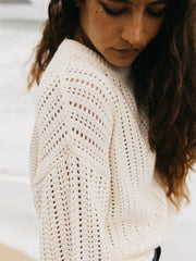 Organic Cotton Stitch Jumper in Ecru - Bracken