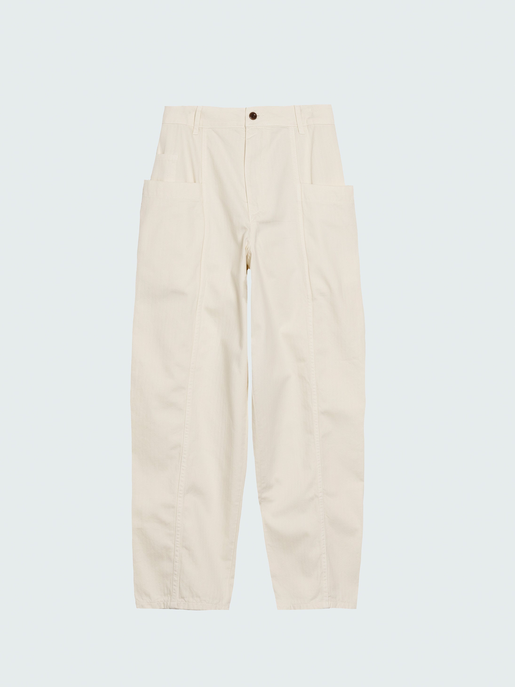 Organic Cotton Barrel Trouser in Ecru - Croft