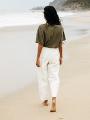 Organic Cotton Barrel Trouser in Ecru - Croft