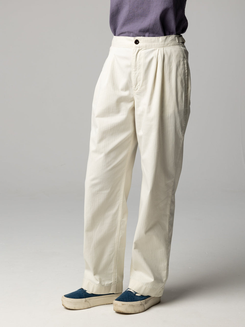 Organic Cotton Workwear Trouser in Ecru - Croft