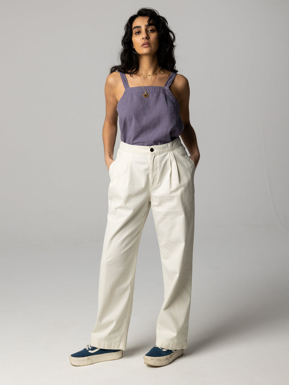 Organic Cotton Workwear Trouser in Ecru - Croft