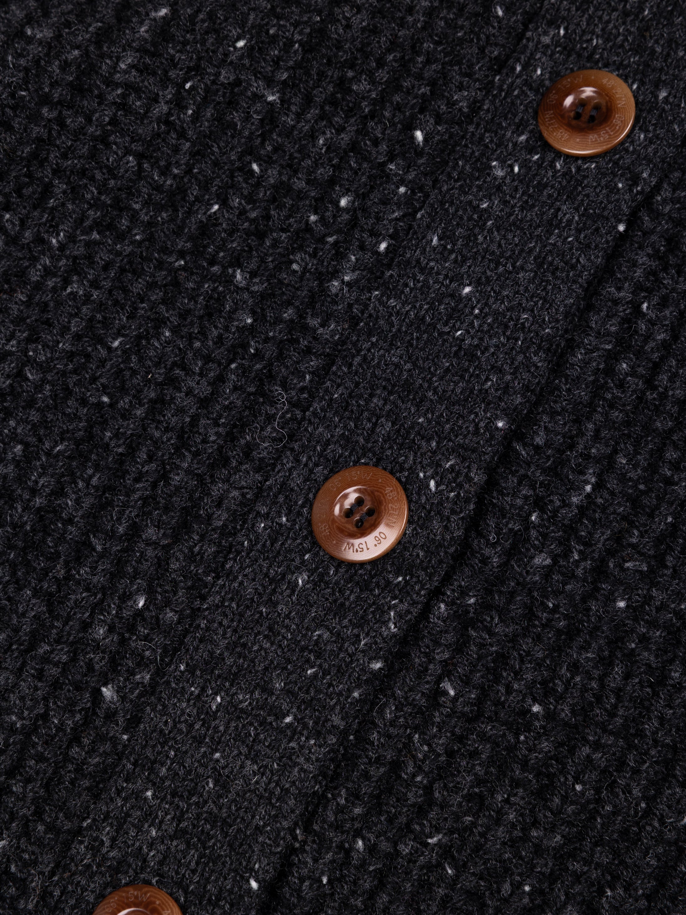 Wool Crew Neck Cardigan in Black - Mora