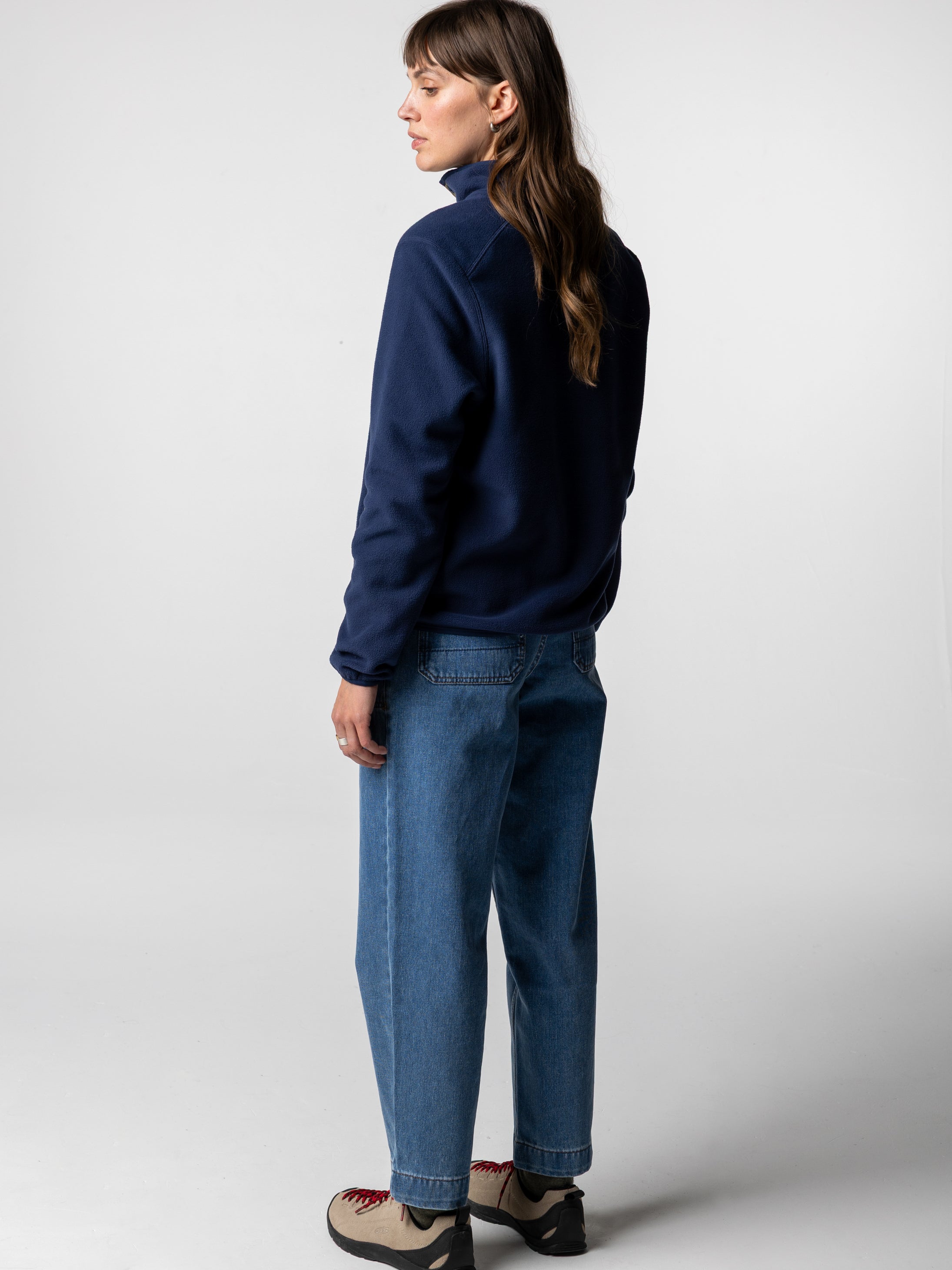 1/4 Snap Fleece in Oatmeal/Deep Blue - Axiom
