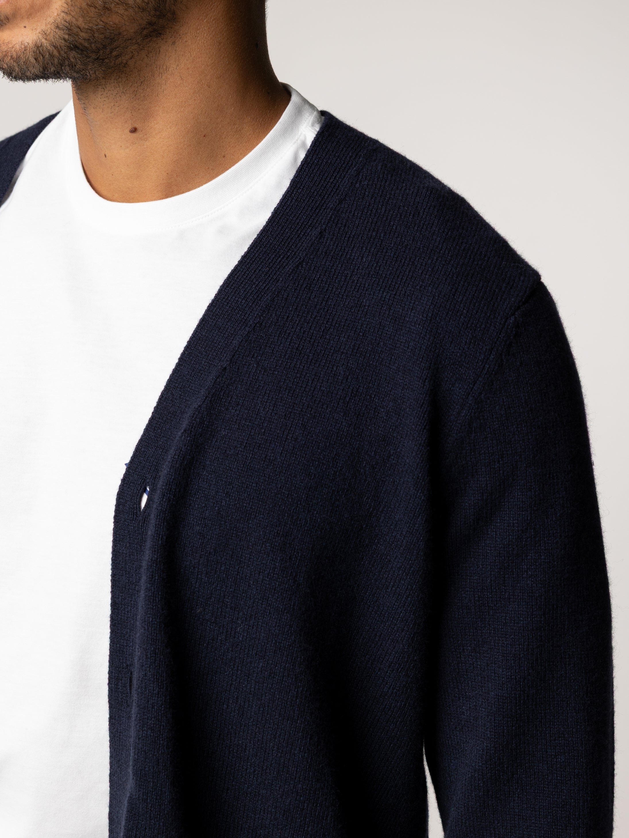 Wool Cardigan in Navy - Columba