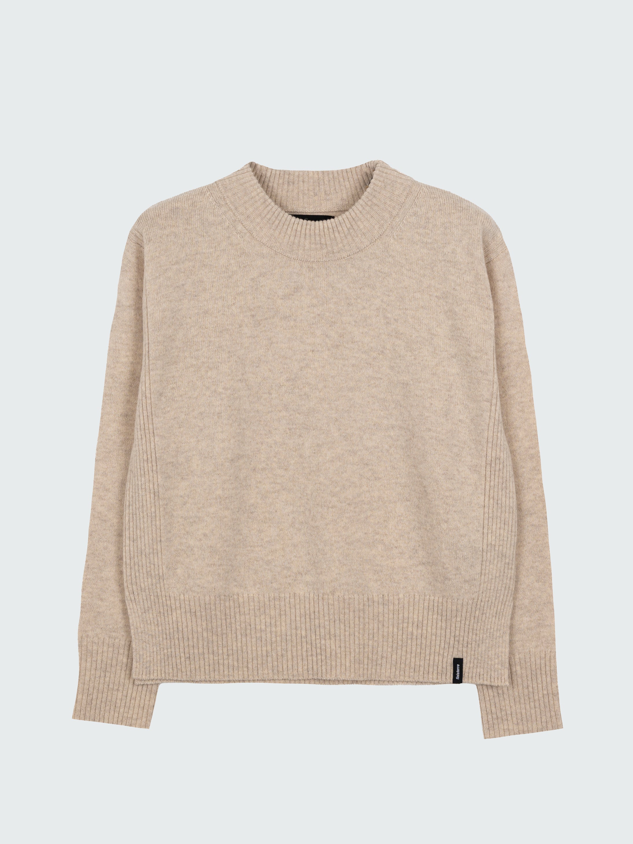 Wool Ribbed Knit Jumper in Oatmeal - Cavan