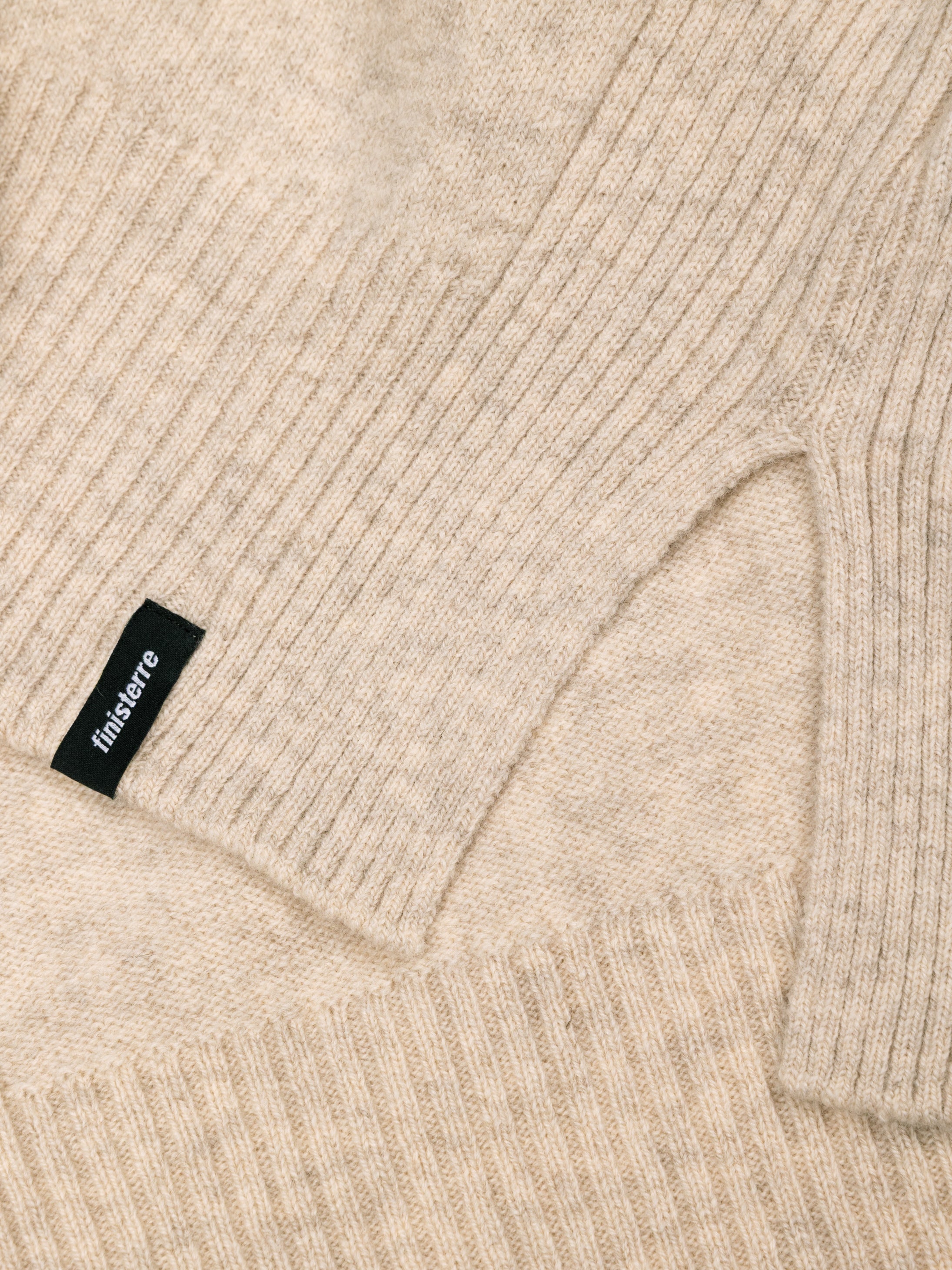 Wool Ribbed Knit Jumper in Oatmeal - Cavan