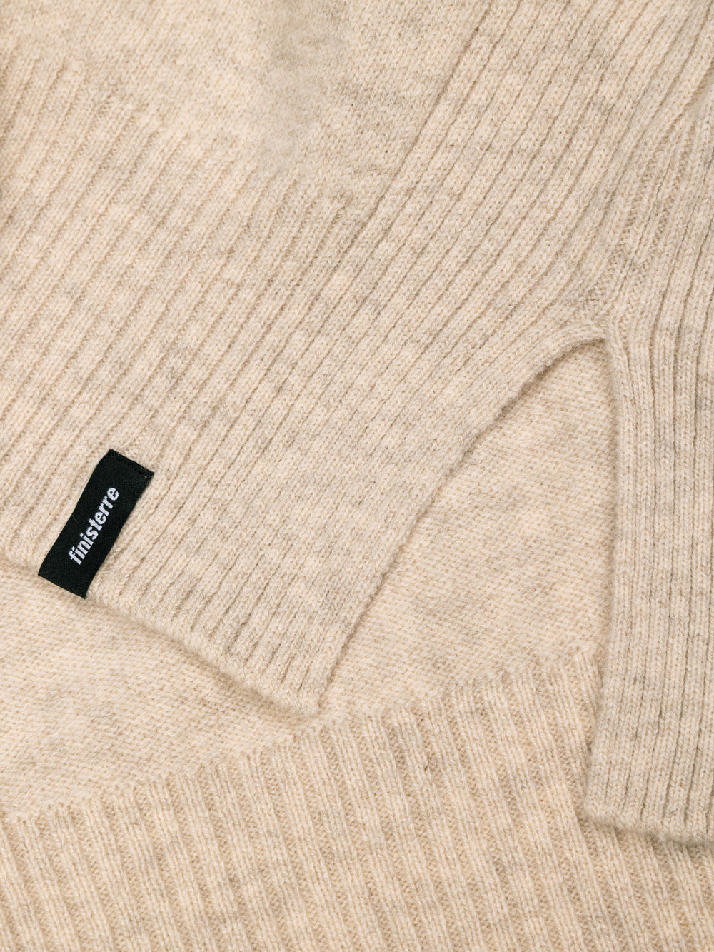 Wool Ribbed Knit Jumper in Oatmeal - Cavan