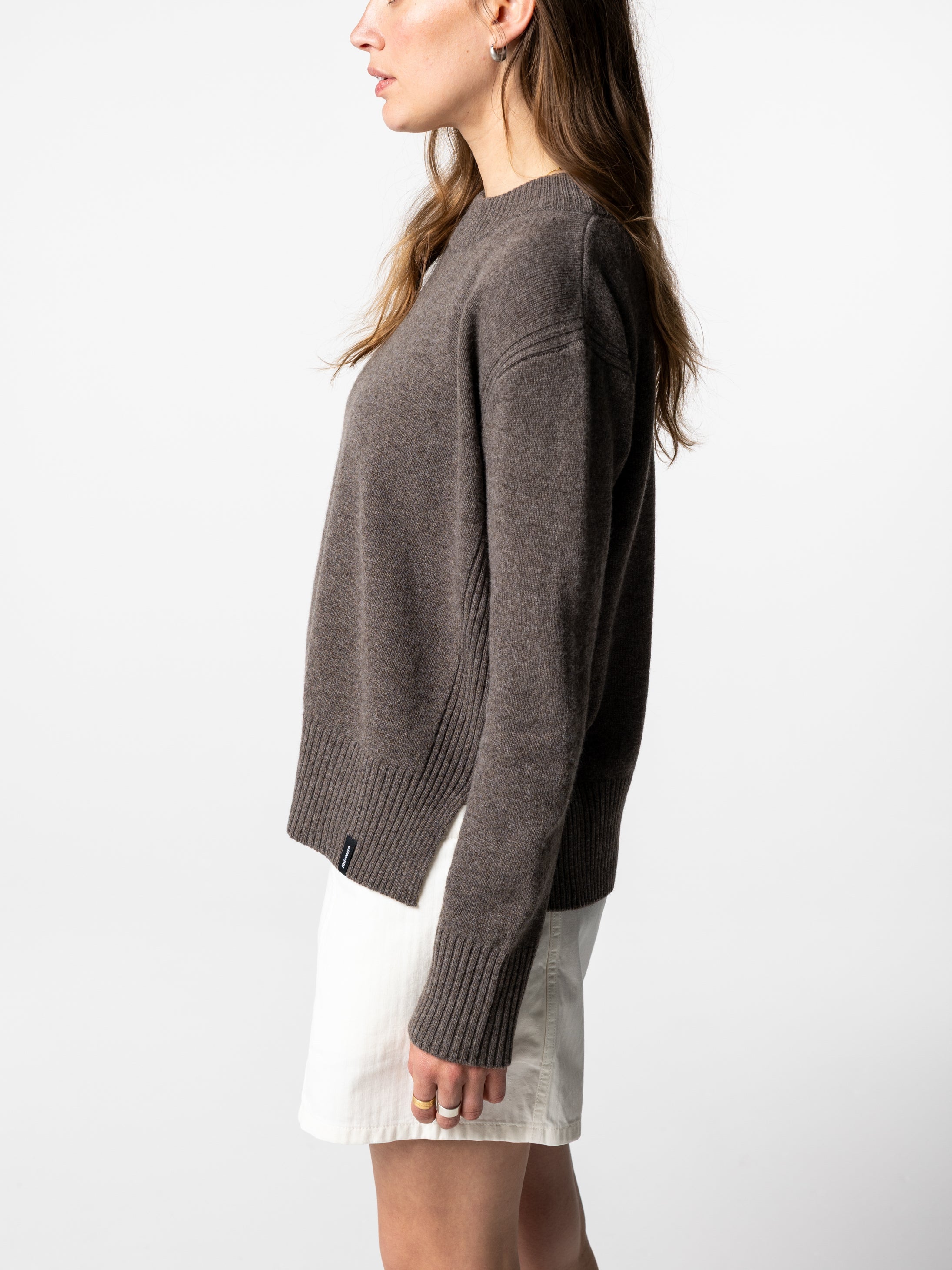 Wool Ribbed Knit Jumper in Brown - Cavan