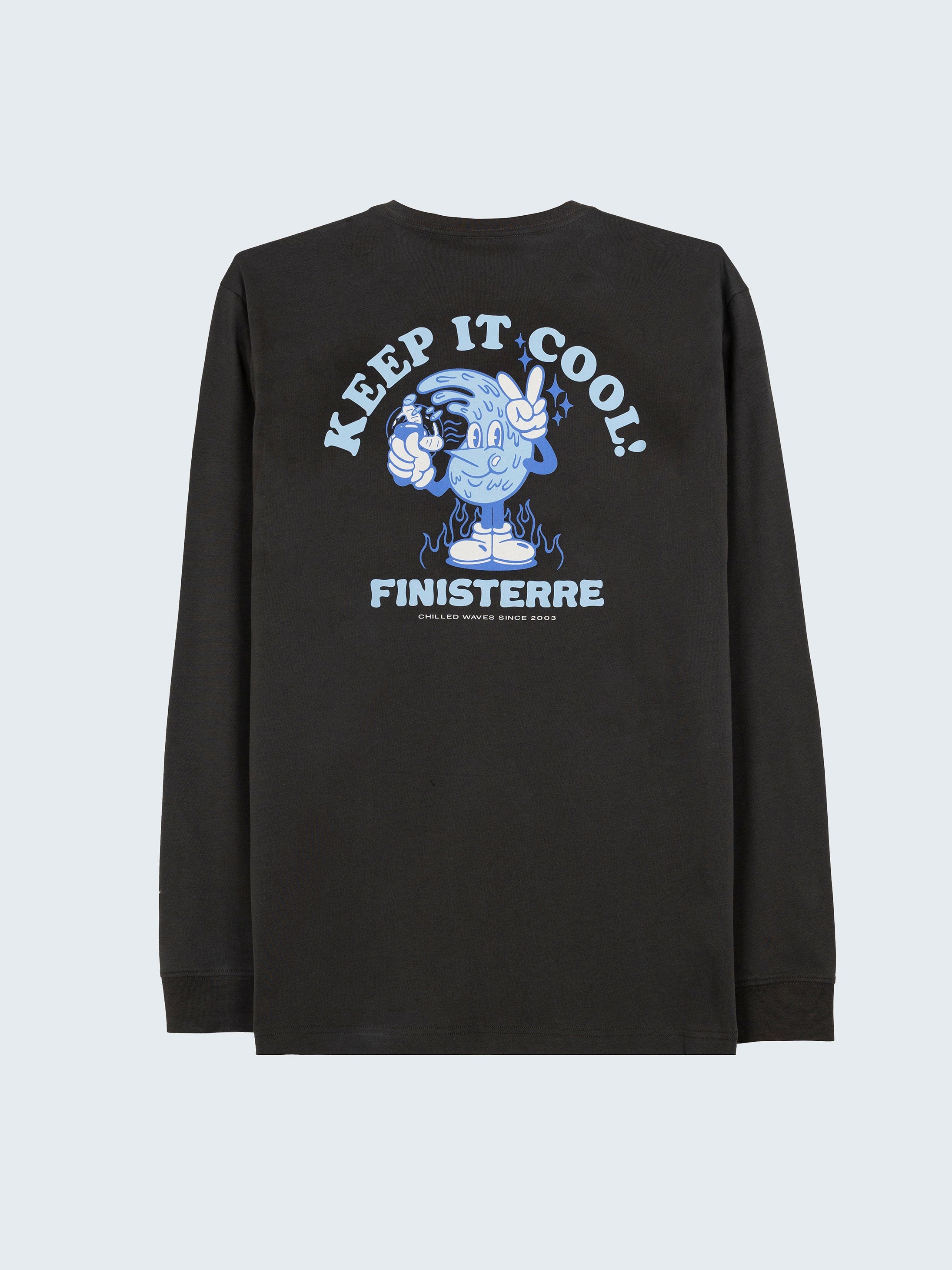 Organic Cotton Long Sleeve T-Shirt in Raven - Heat Wavy