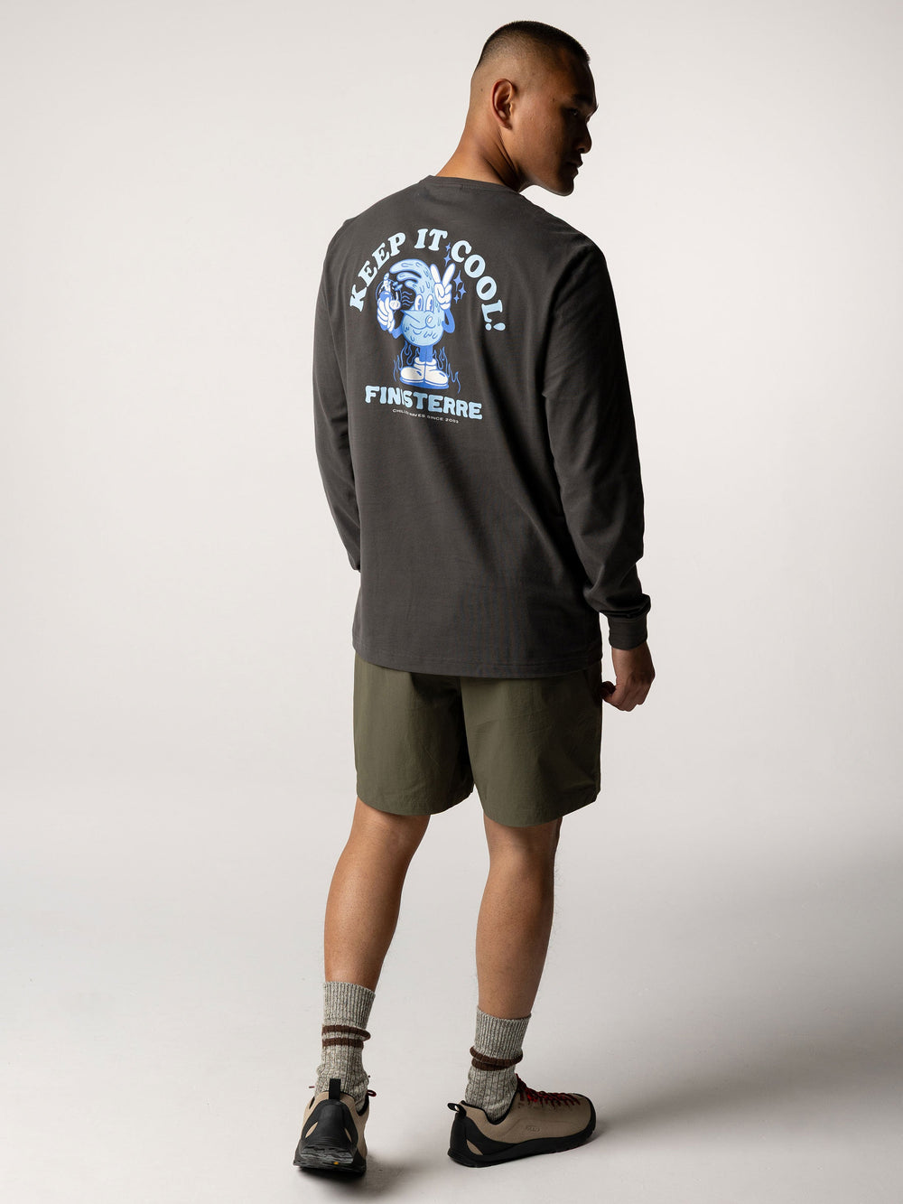 Organic Cotton Long Sleeve T-Shirt in Raven - Heat Wavy