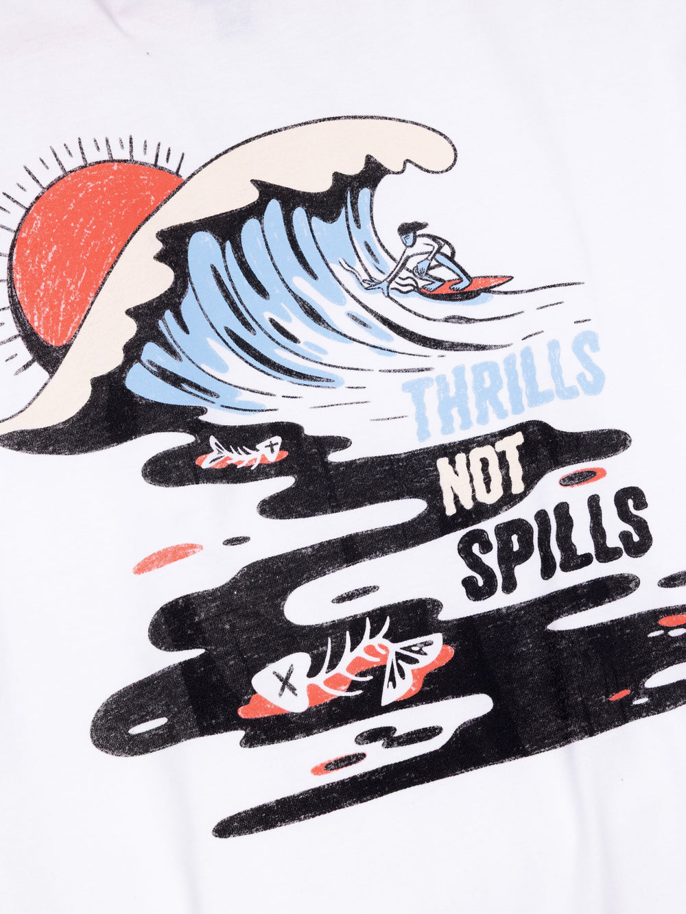 Organic Cotton T-Shirt in White - Thrills Not Spills