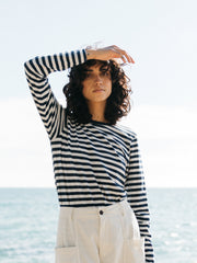 Eldon Long Sleeve T-Shirt in Blue/White