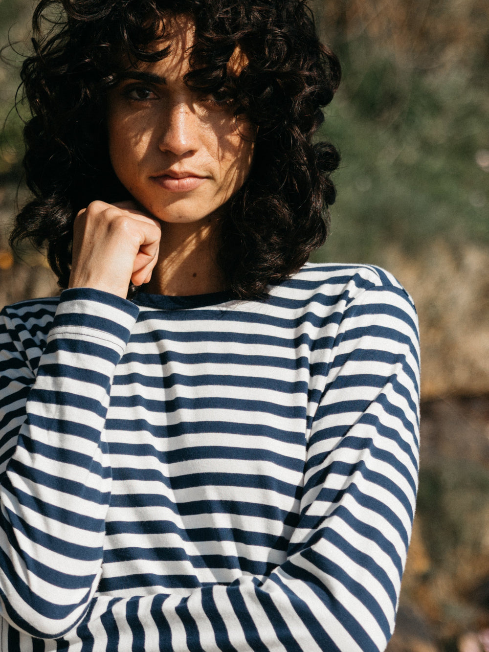Eldon Long Sleeve T-Shirt in Blue/White