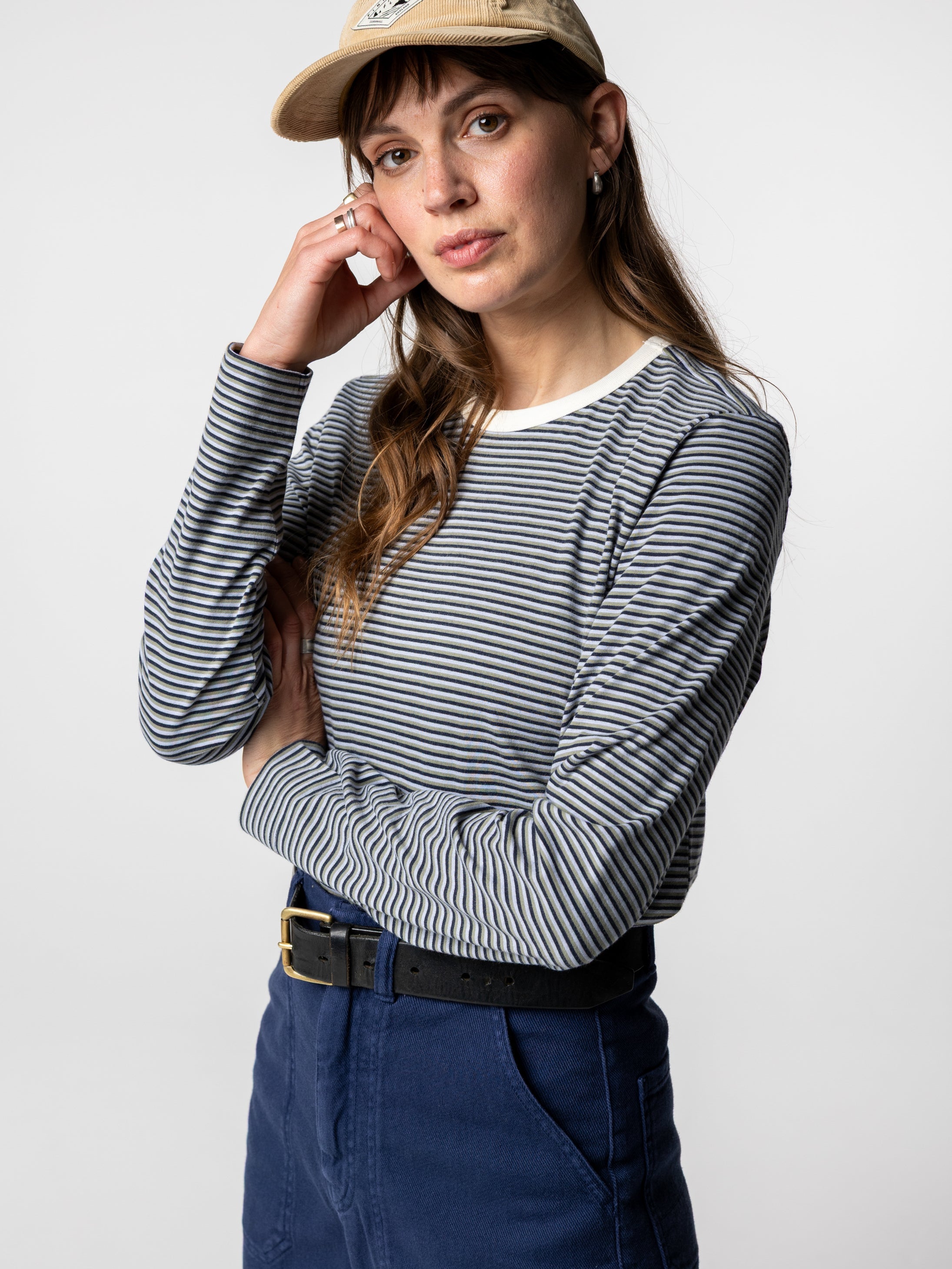 Eldon Long Sleeve T-Shirt in Blue/Green