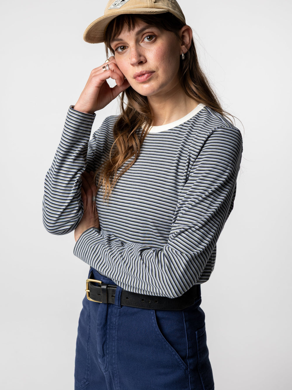 Eldon Long Sleeve T-Shirt in Blue/Green