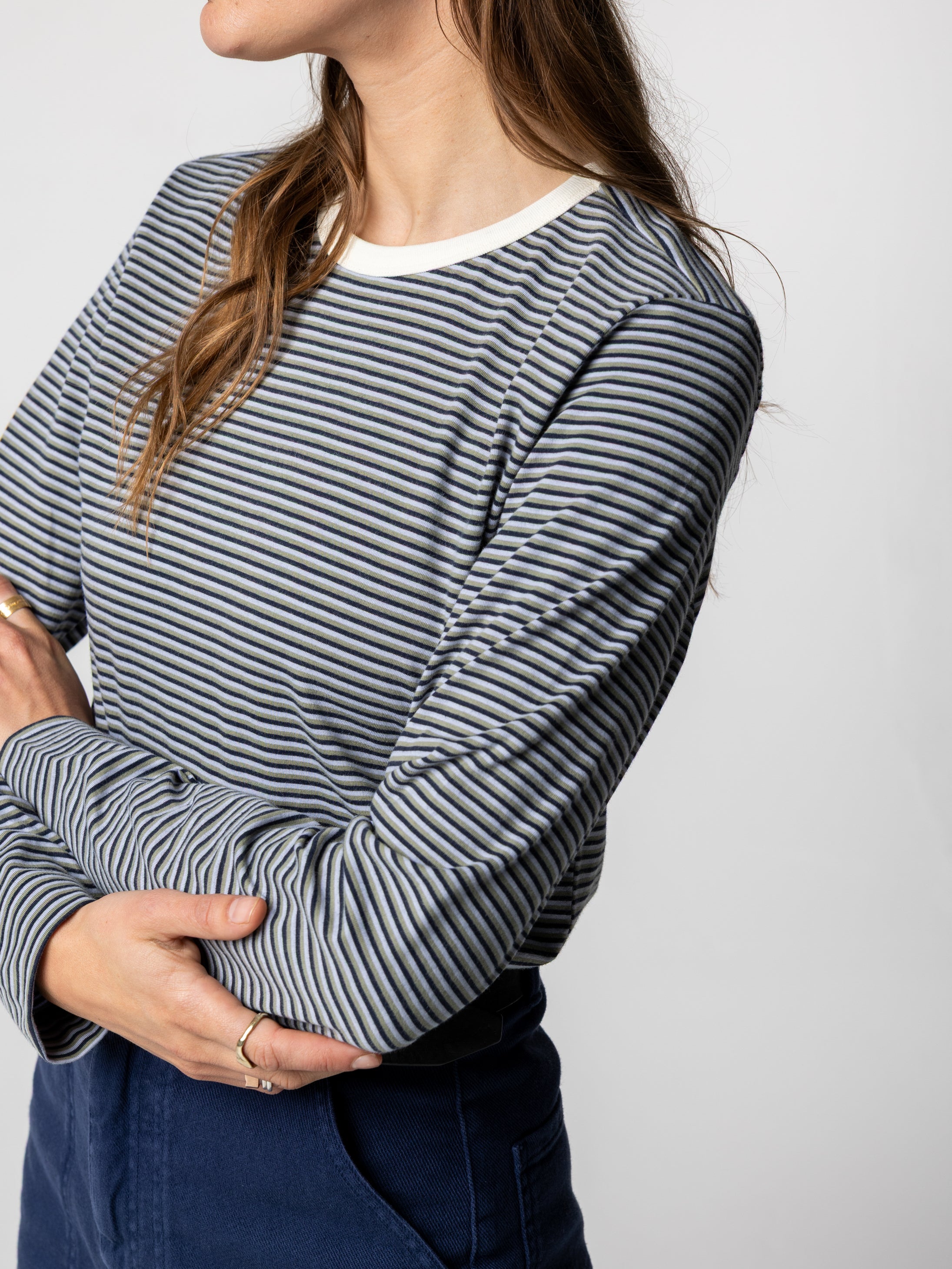 Eldon Long Sleeve T-Shirt in Blue/Green