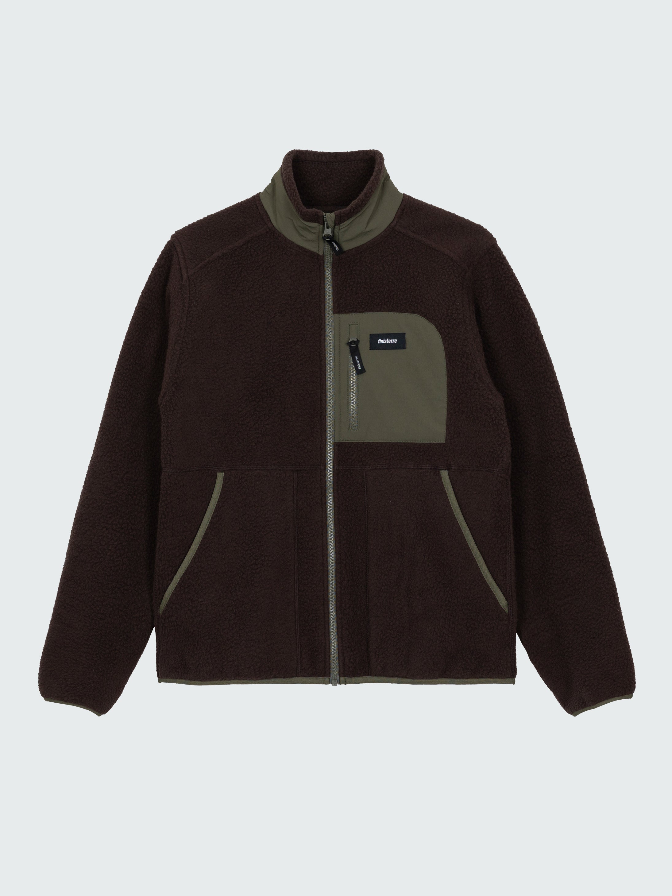 Recycled Fleece Jacket in Brown/Olive - Bolster