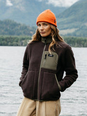 Recycled Fleece Jacket in Brown/Olive - Bolster