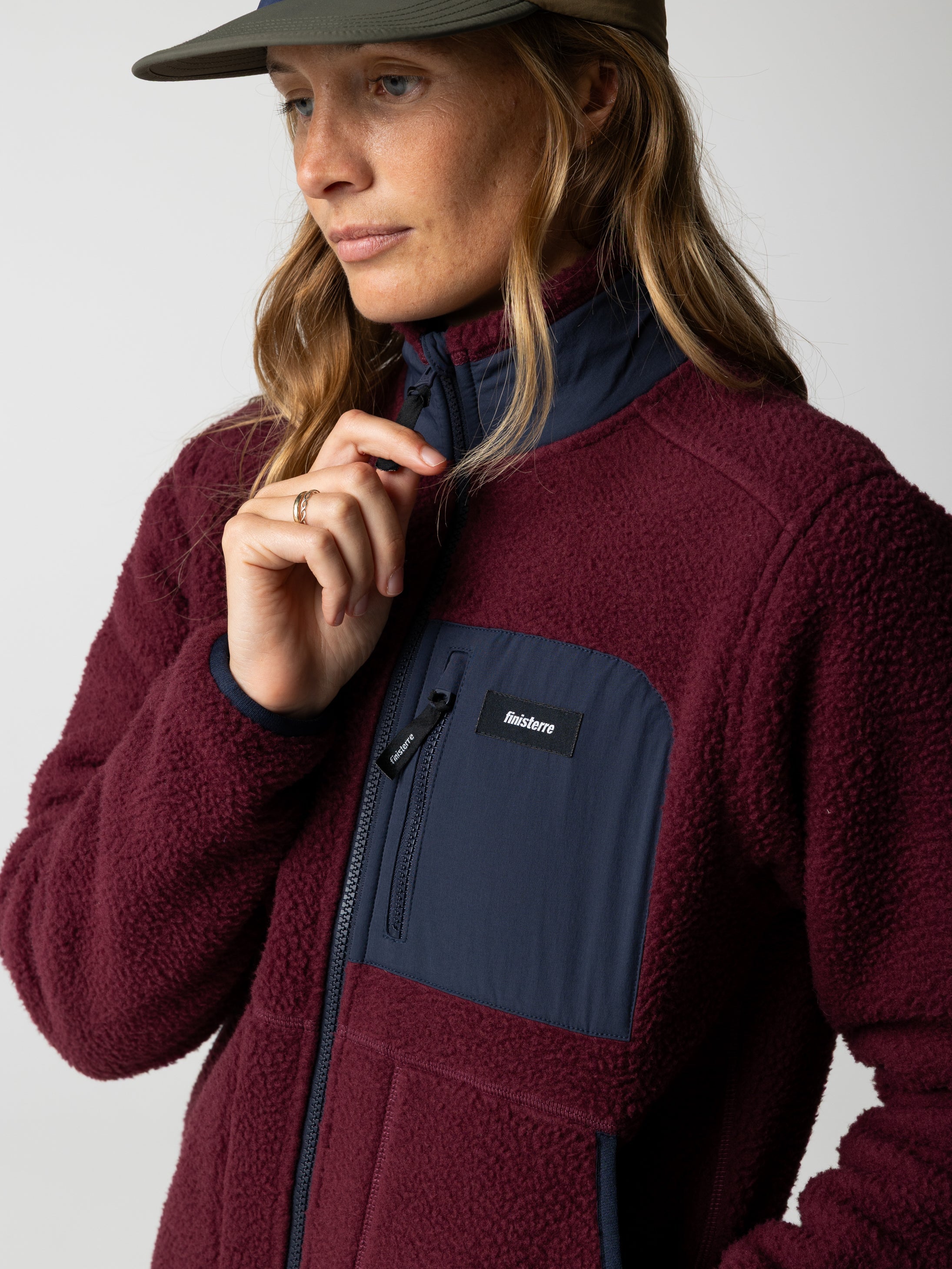 Recycled Fleece Jacket in Plum/Navy - Bolster