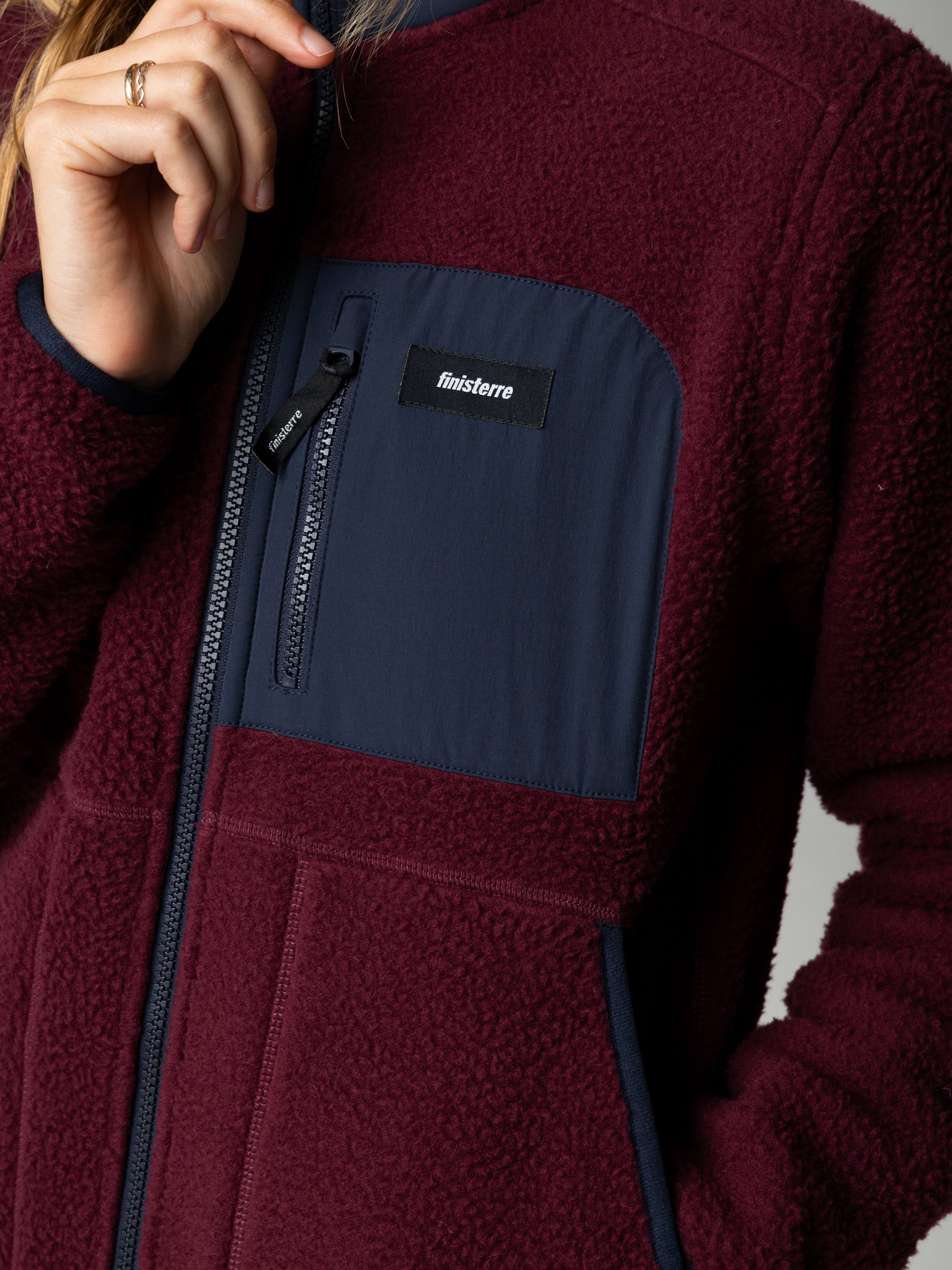 Recycled Fleece Jacket in Plum/Navy - Bolster