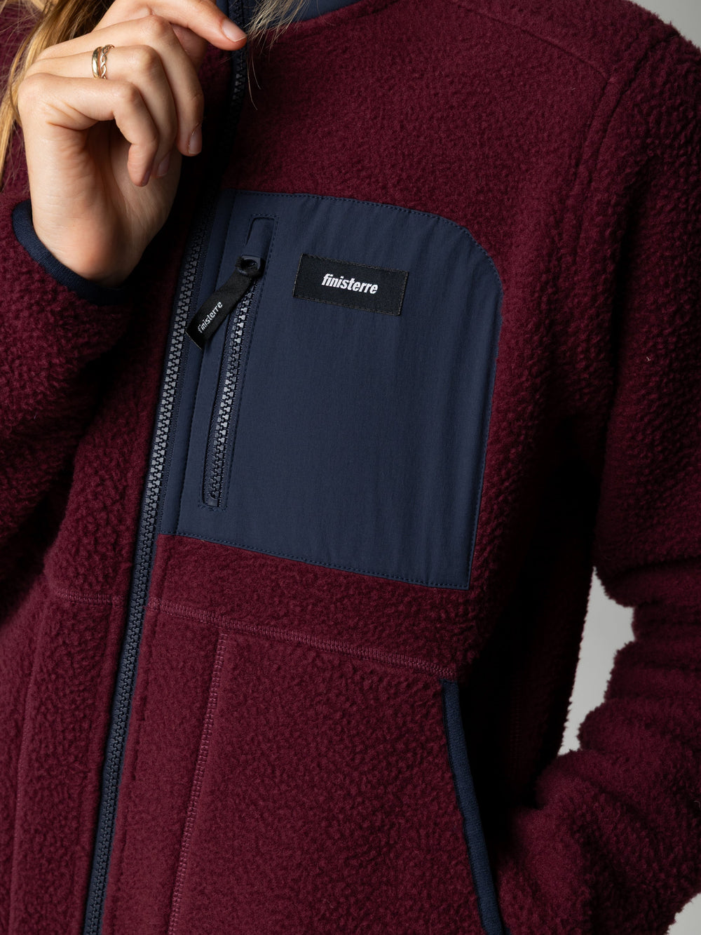 Recycled Fleece Jacket in Plum/Navy - Bolster