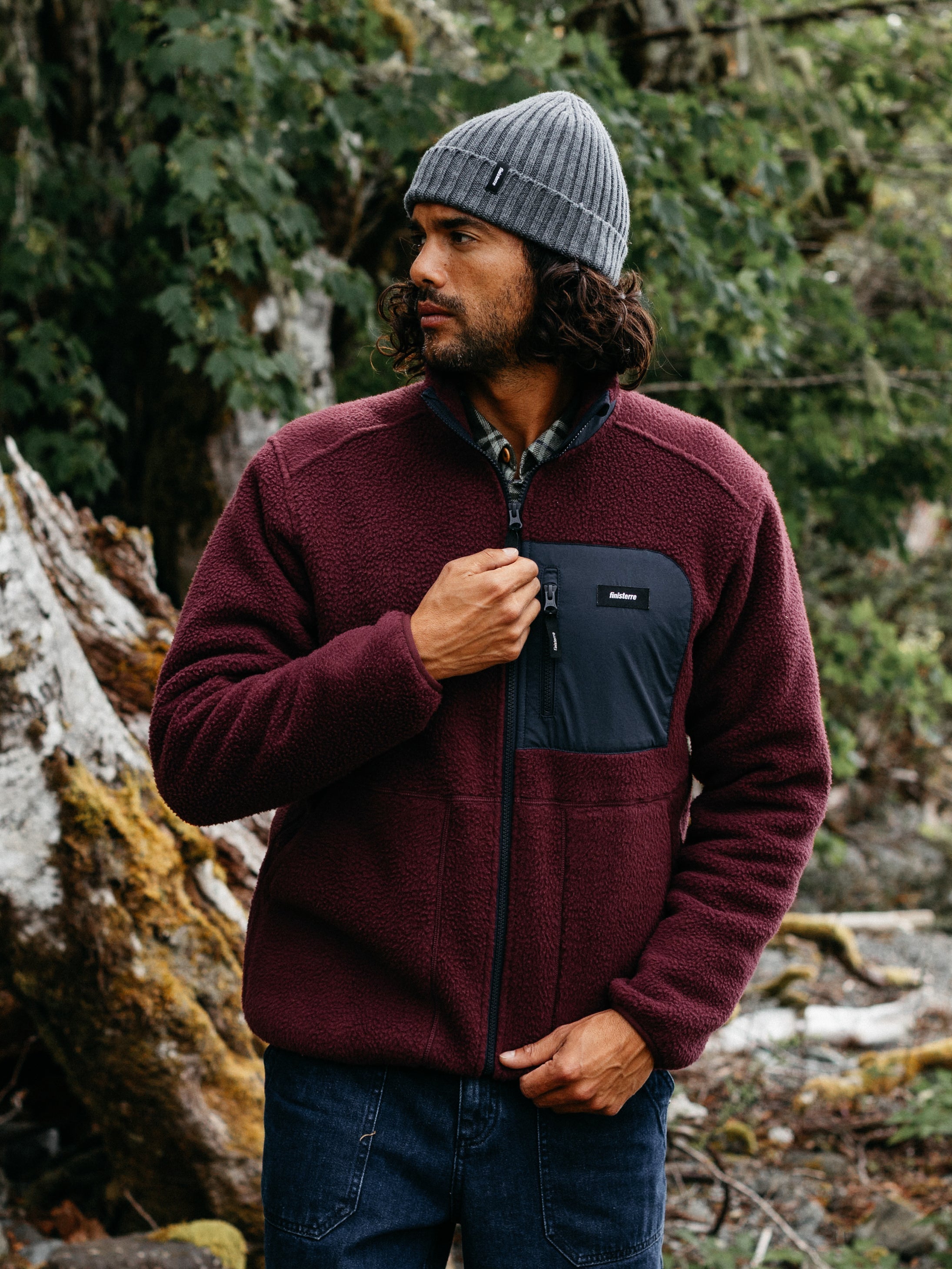 Recycled Fleece Jacket in Plum/Navy - Bolster