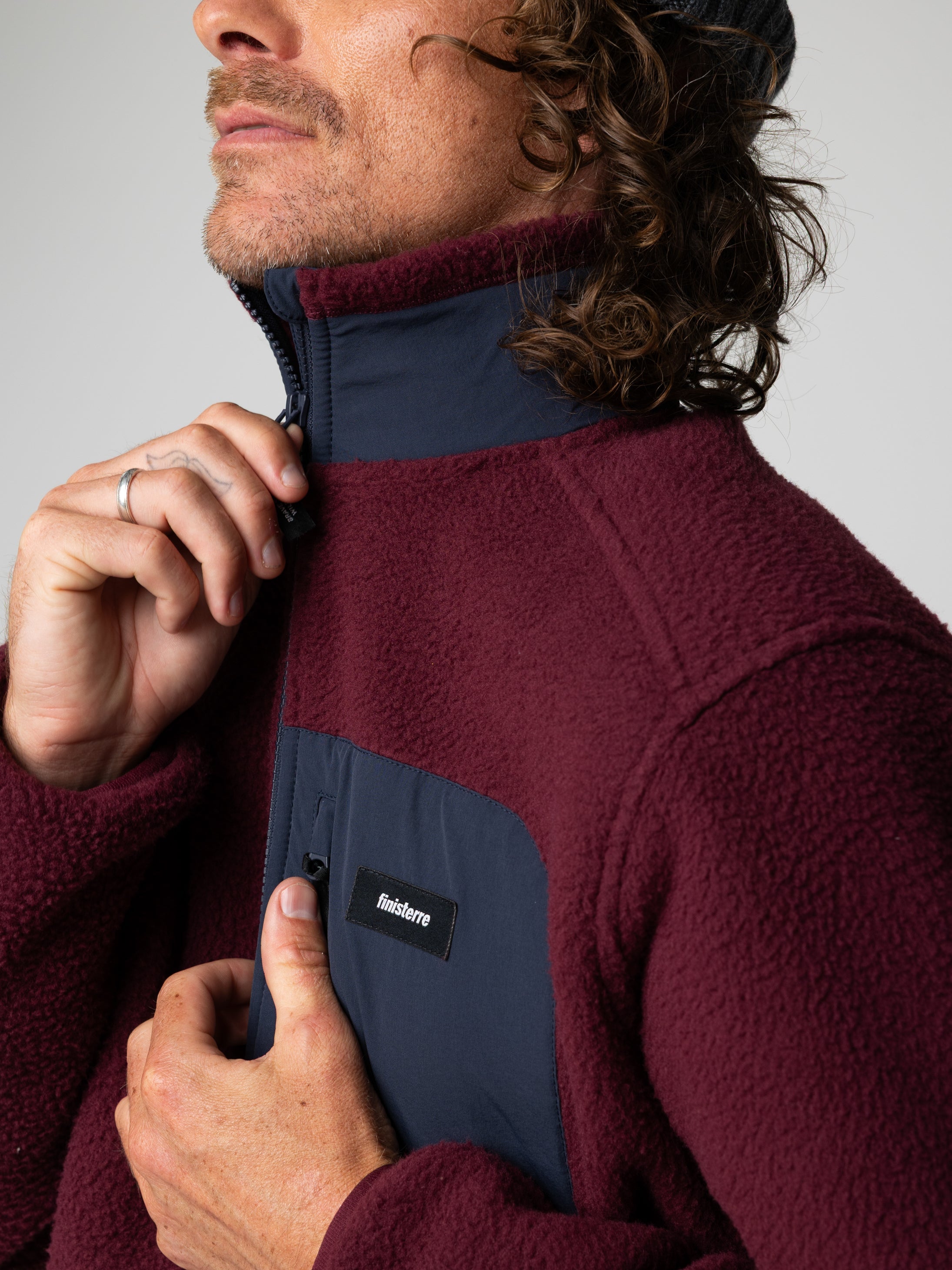 Recycled Fleece Jacket in Plum/Navy - Bolster