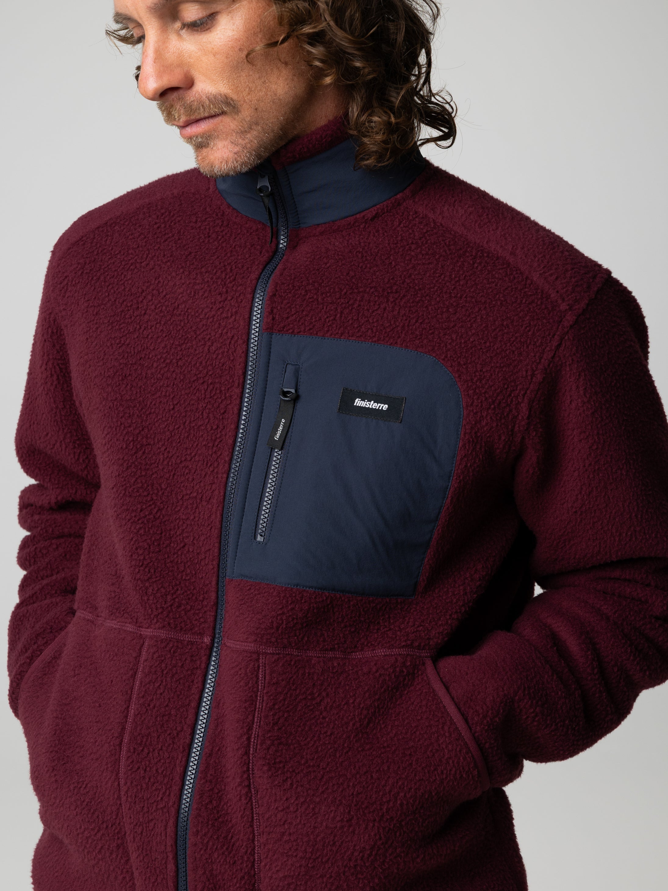 Recycled Fleece Jacket in Plum/Navy - Bolster