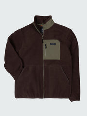 Recycled Fleece Jacket in Brown/Olive - Bolster