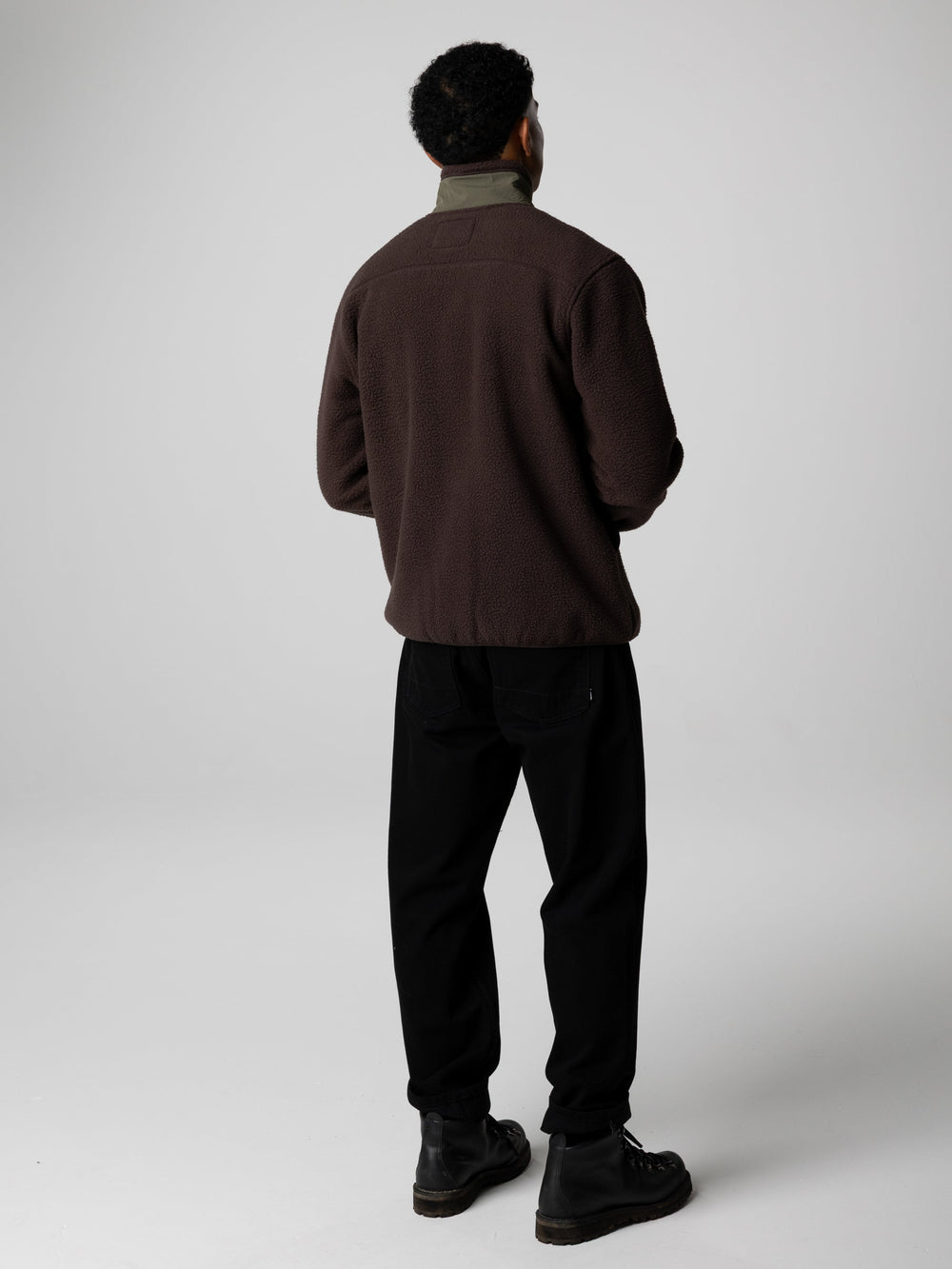 Recycled Fleece Jacket in Brown/Olive - Bolster