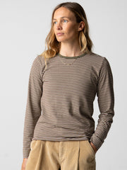 Eldon Long Sleeve T-Shirt in Plum/Ecru