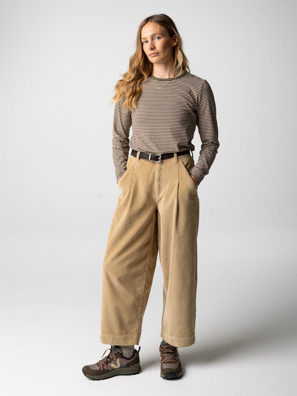 Eldon Long Sleeve T-Shirt in Plum/Ecru