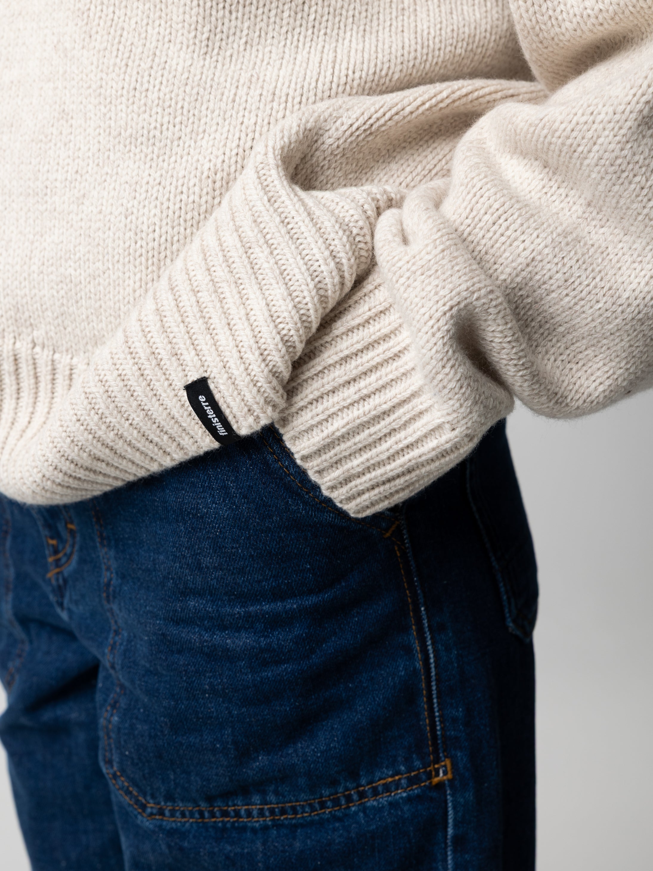 Wool Crew Neck Jumper in Oatmeal - Eyre