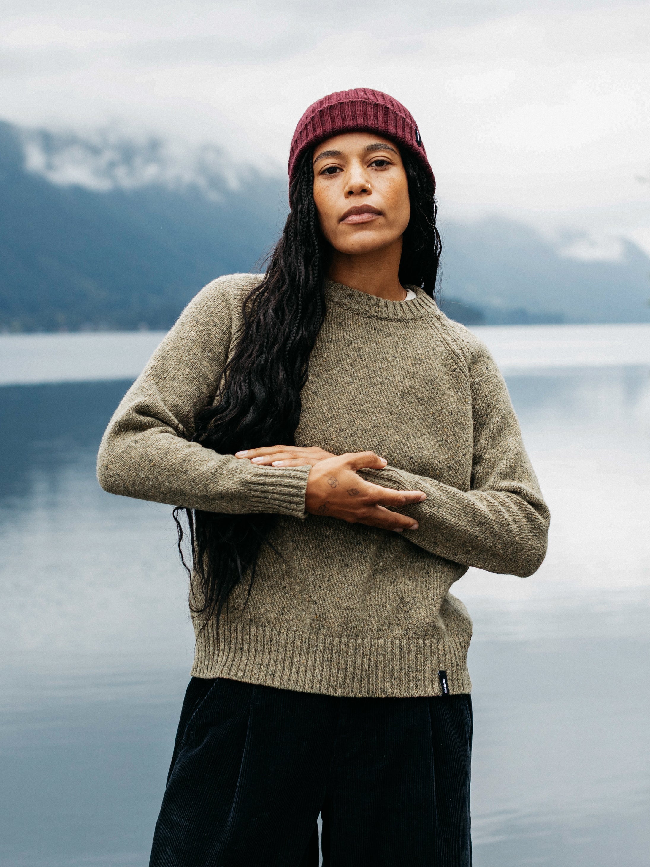 Merino Crew Knit Jumper in Seagrass - Farne