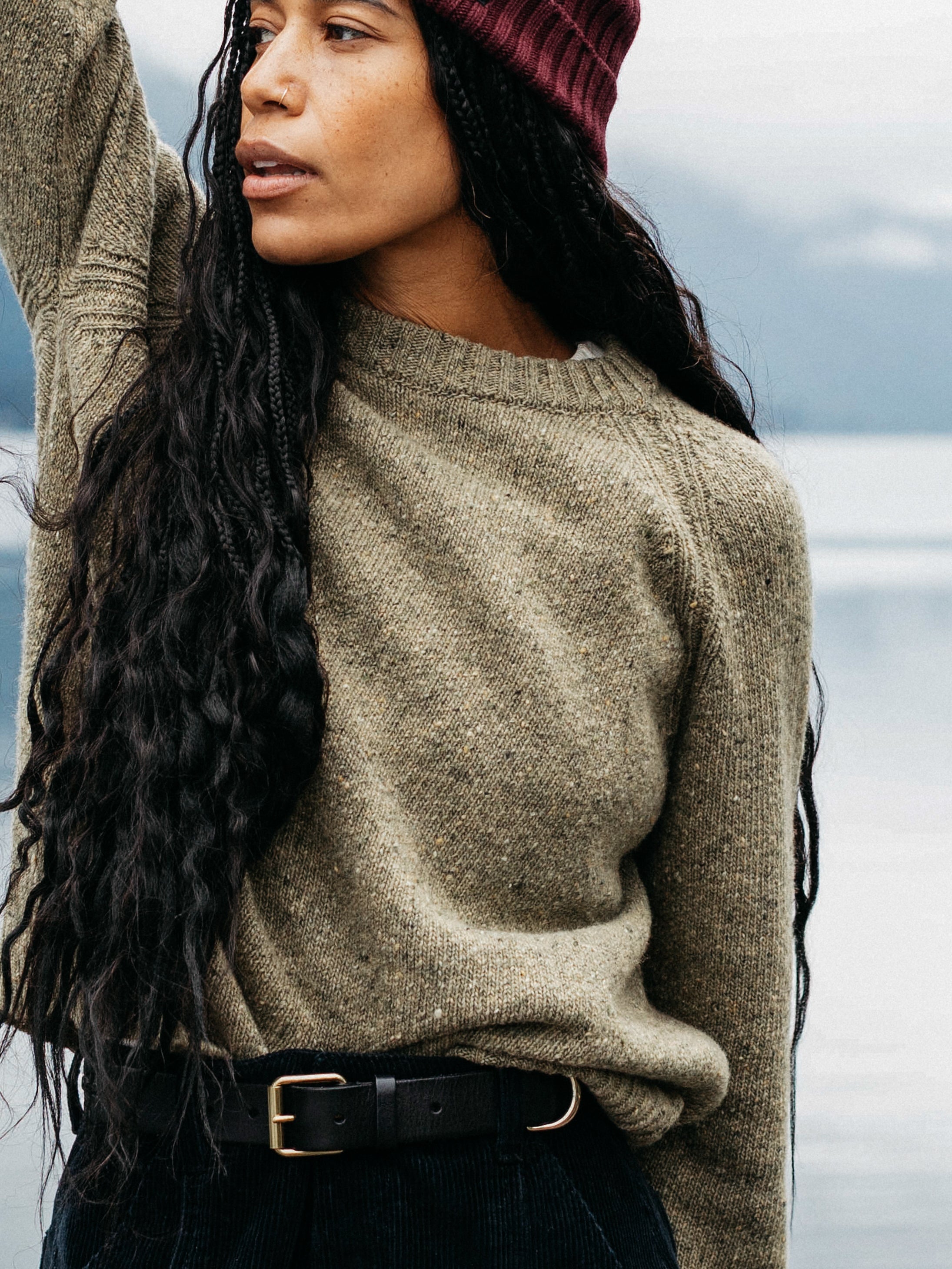 Merino Crew Knit Jumper in Seagrass - Farne