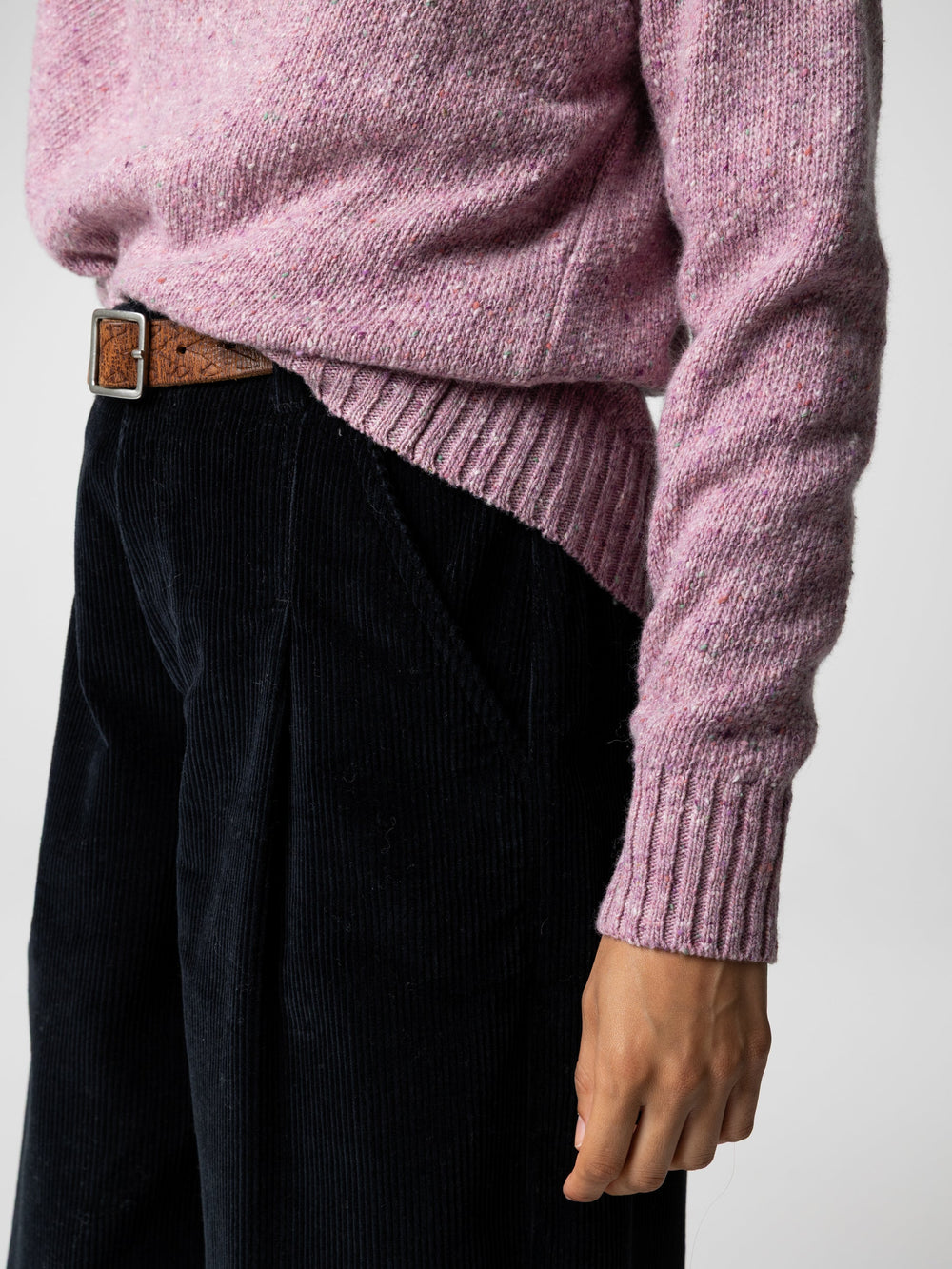 Merino Crew Knit Jumper in Purple - Farne