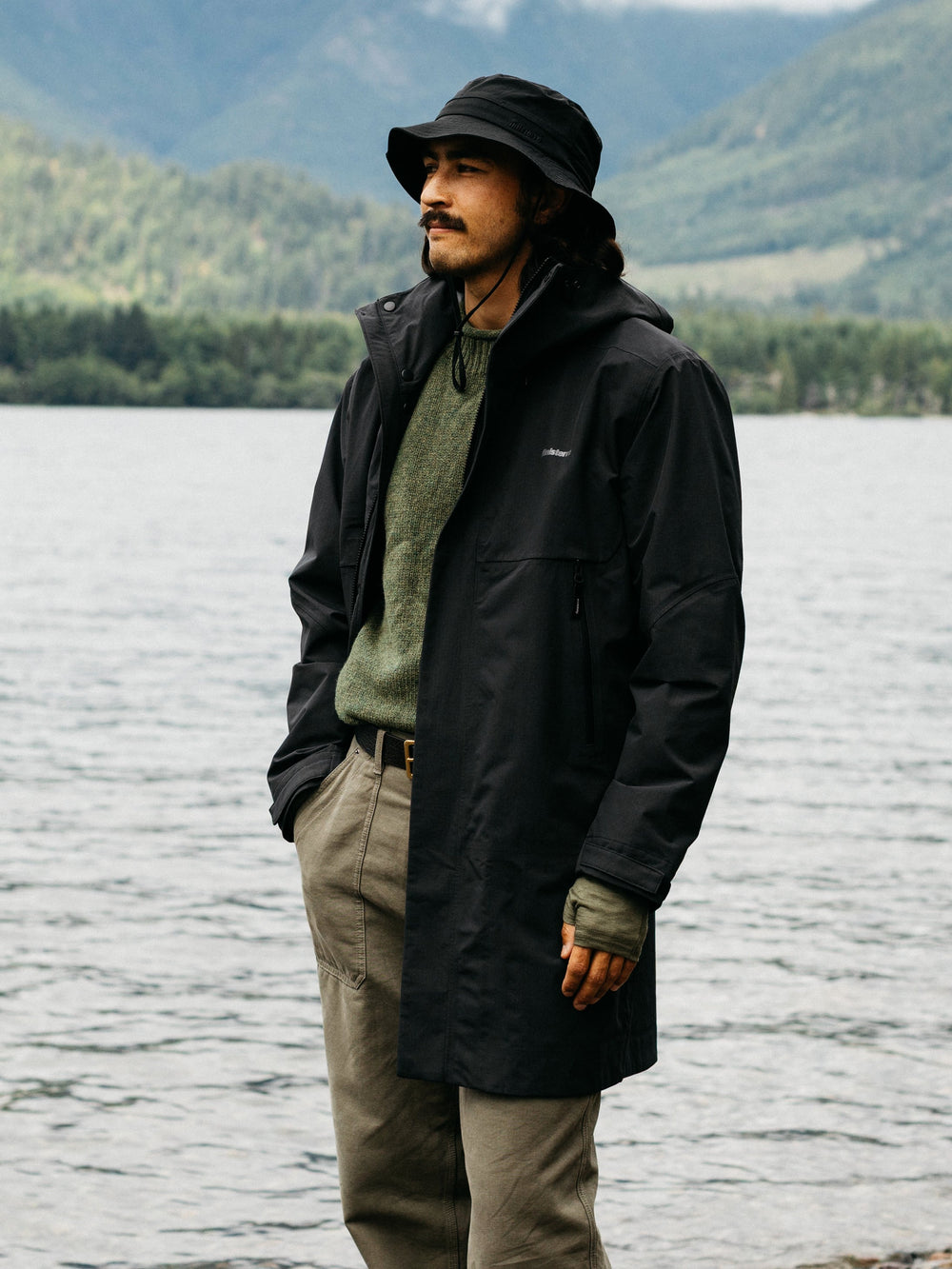 Recycled Longline Waterproof in Black