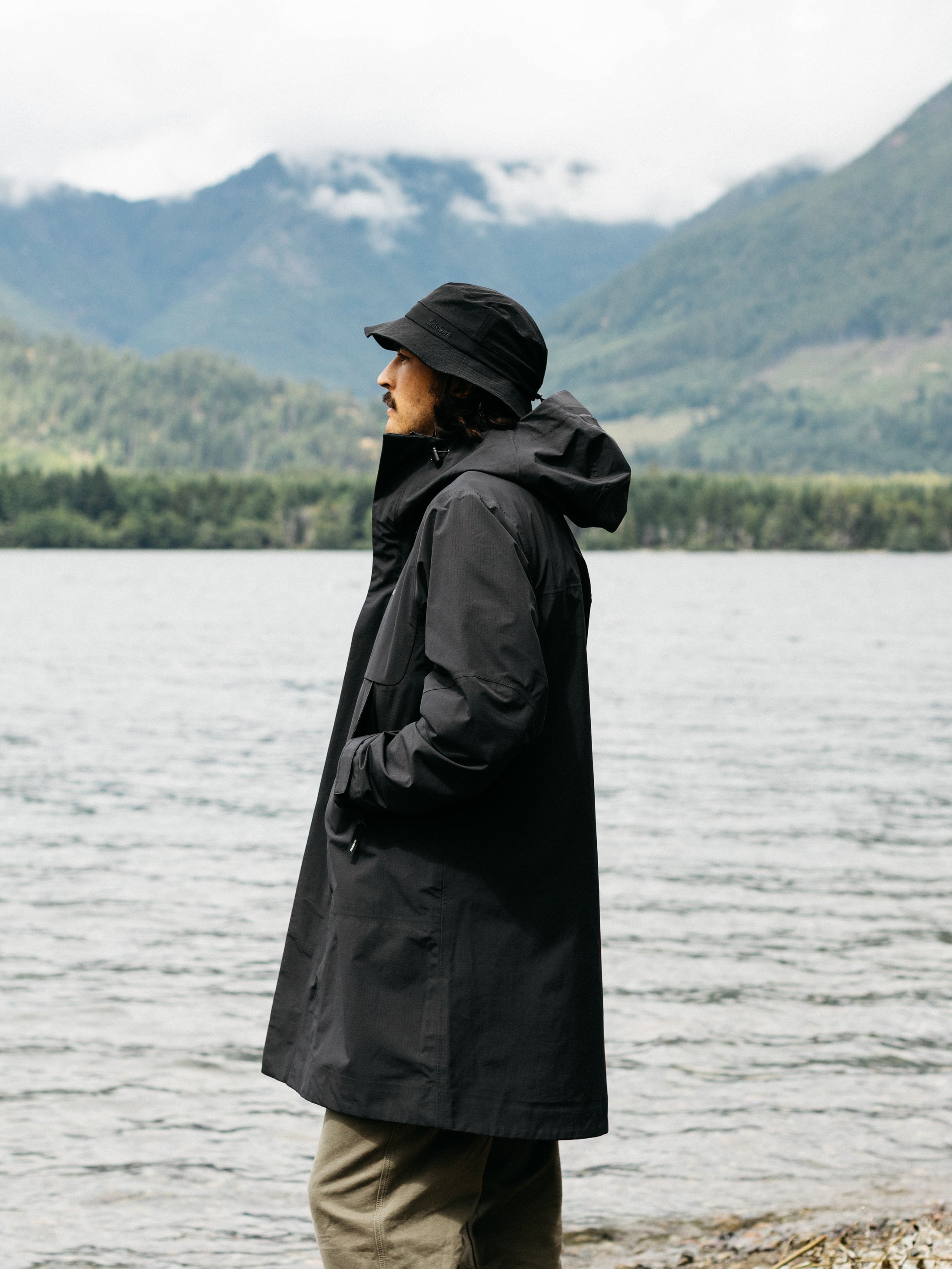 Recycled Longline Waterproof in Black