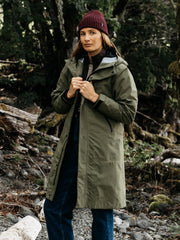Recycled Longline Waterproof Jacket in Olive - Stormbird