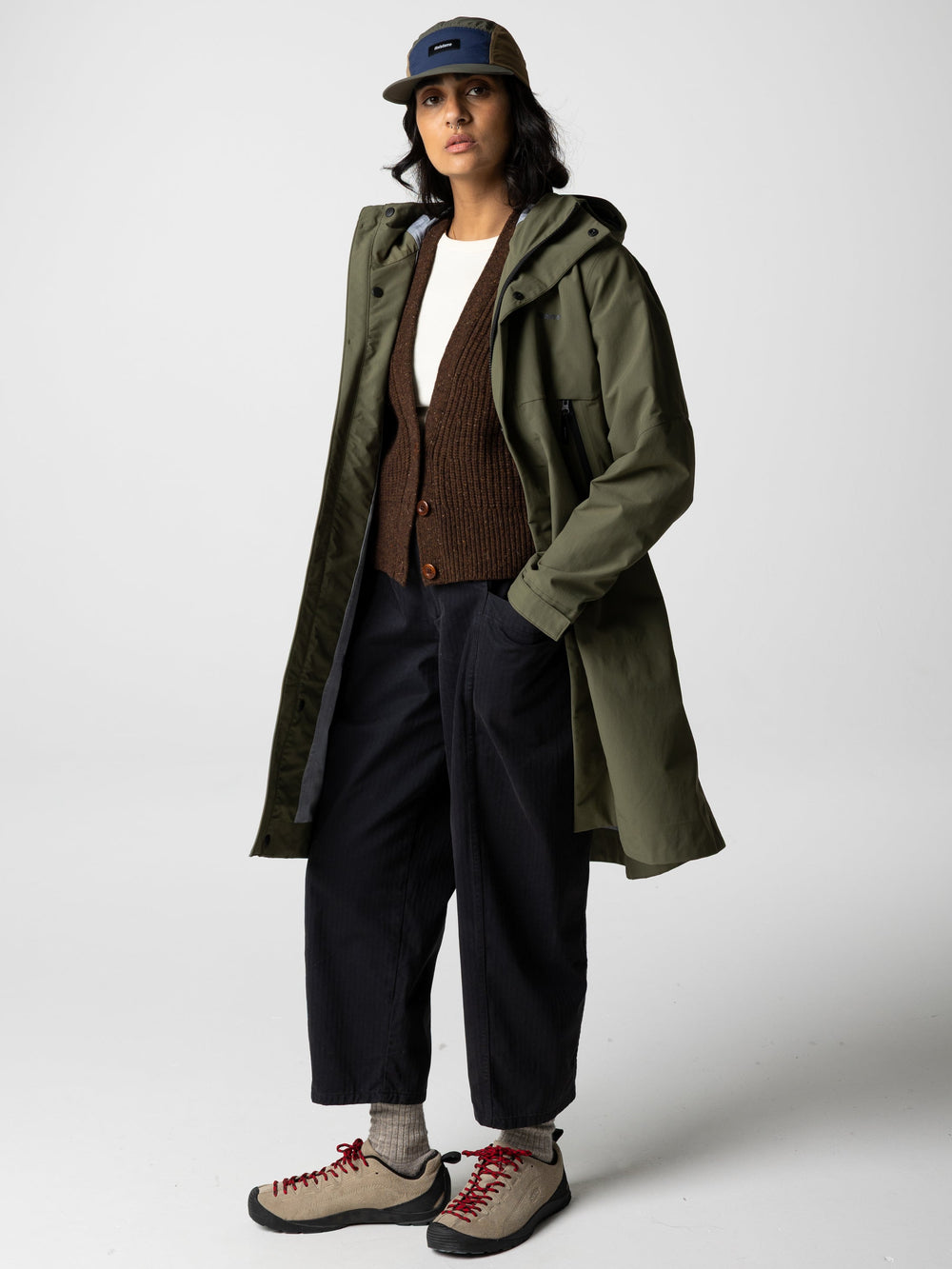 Recycled Longline Waterproof Jacket in Olive - Stormbird