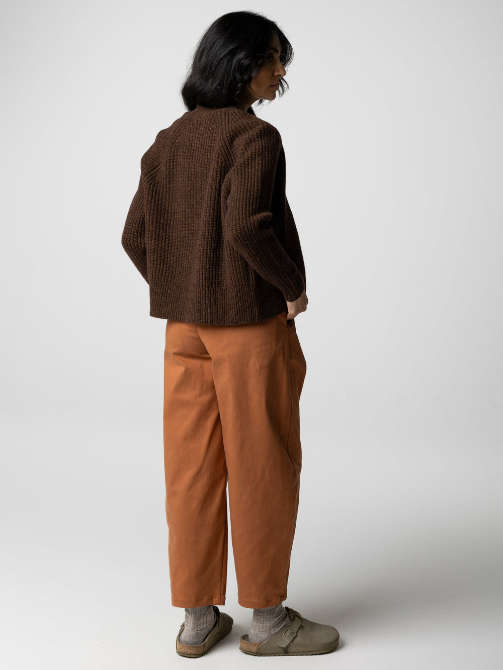 Wool Knit Cardigan in Brown - Mora
