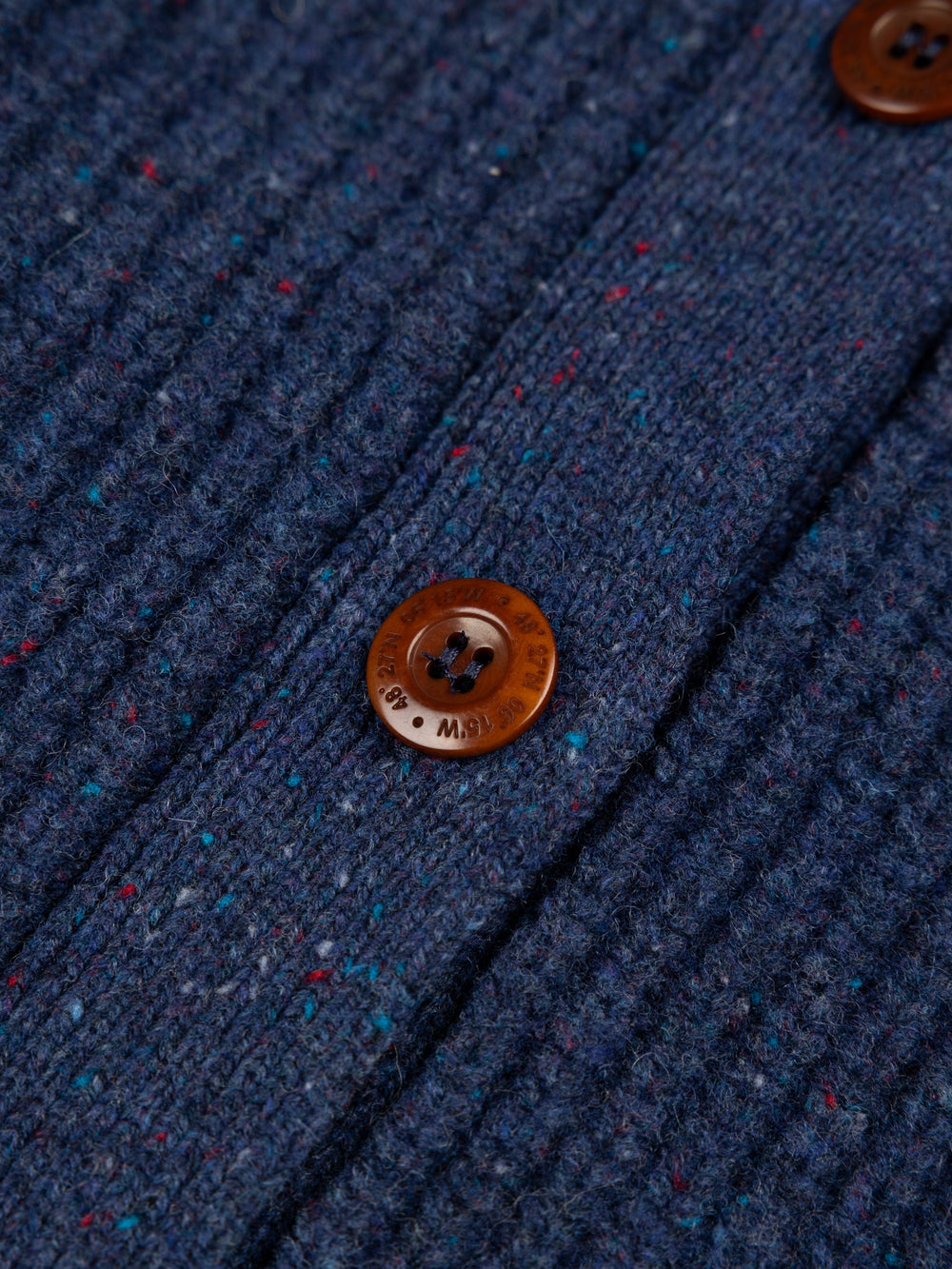 Wool Crew Neck Cardigan in Navy - Mora