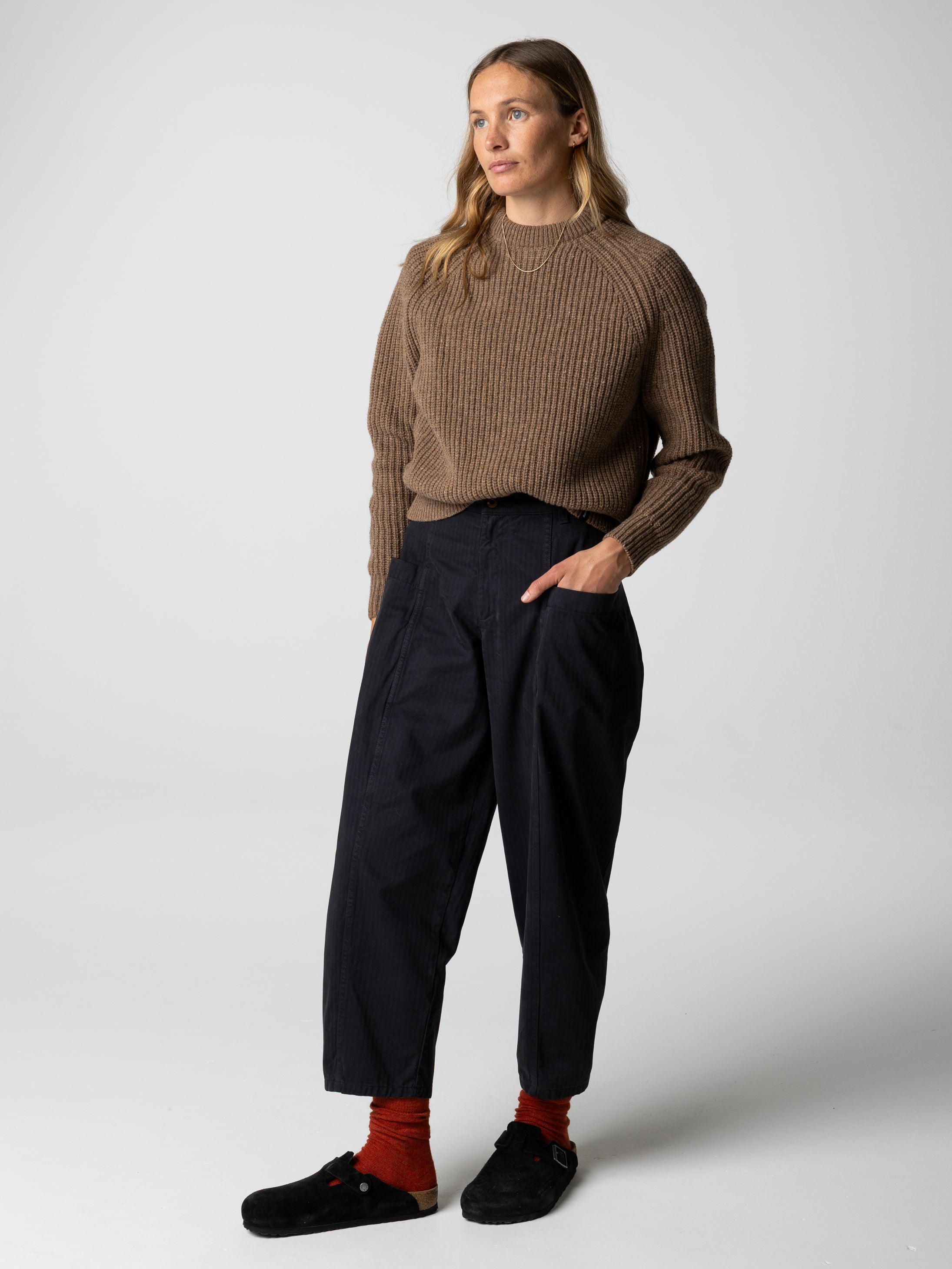 Wool Knit Jumper in Brown - Mora