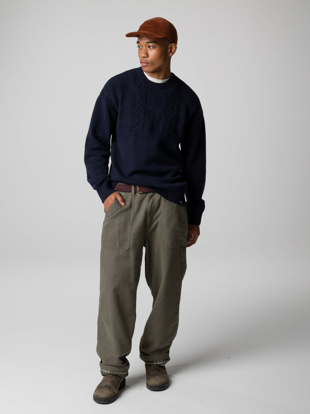 Wool Knit Jumper in Navy - Polperro
