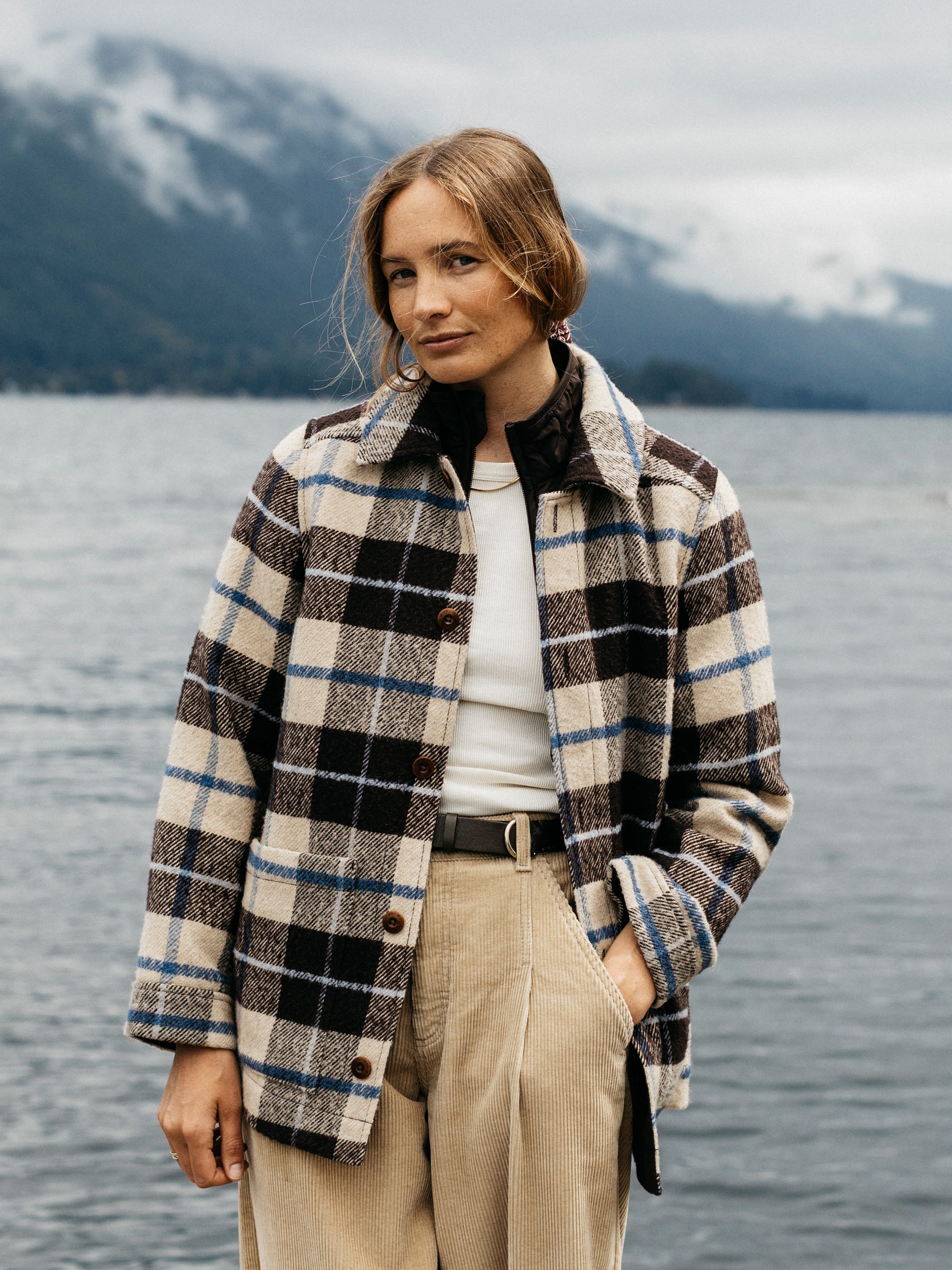 Wool Blend Blanket Jacket in Calico Multi - Stowe