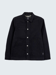 Organic Cotton Flannel Lined Chore Jacket in Black - Yarrel