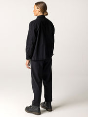 Organic Cotton Flannel Lined Chore Jacket in Black - Yarrel