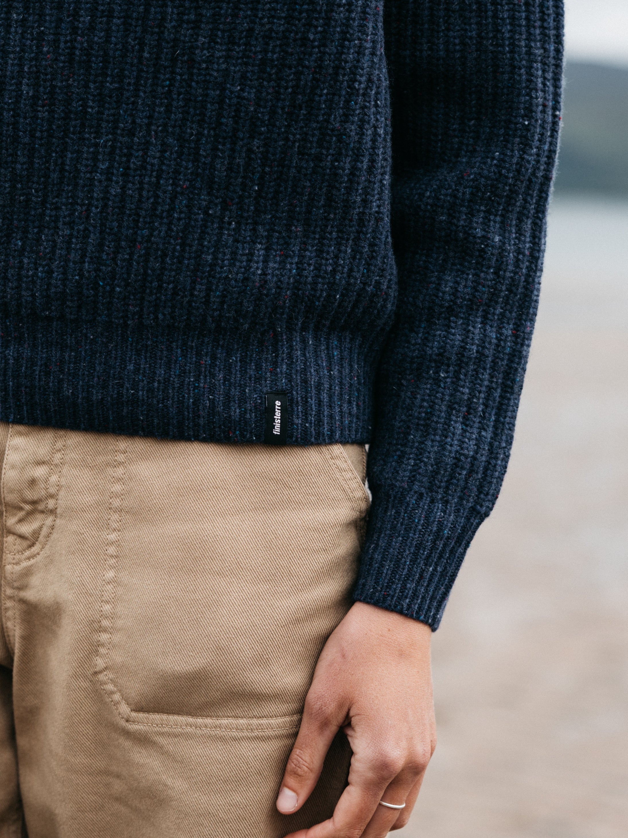 Fisherman Wool Knit Jumper in Navy - Mora