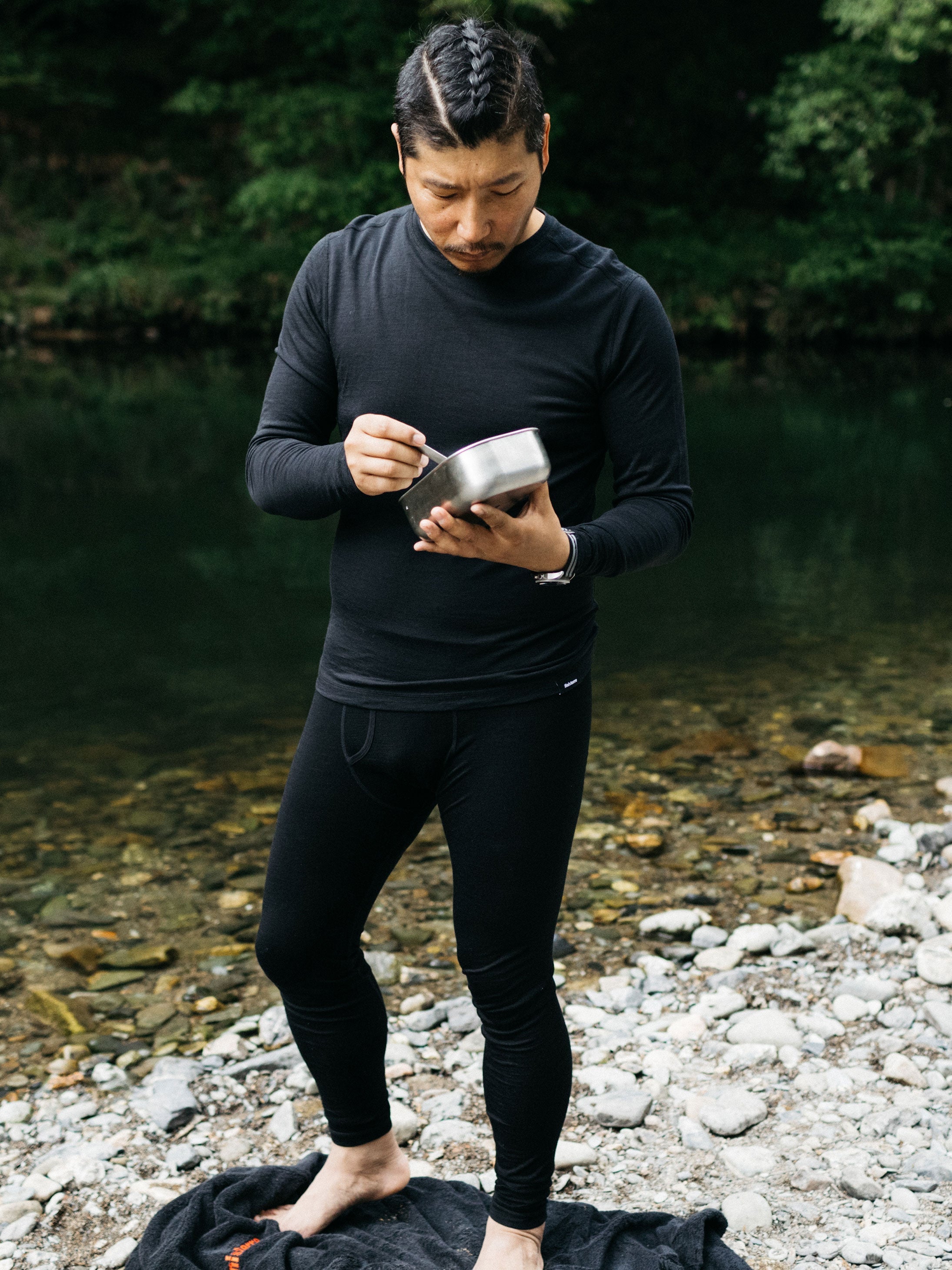 Eddy 2.0 Merino Wool Long Johns in Black/Olive